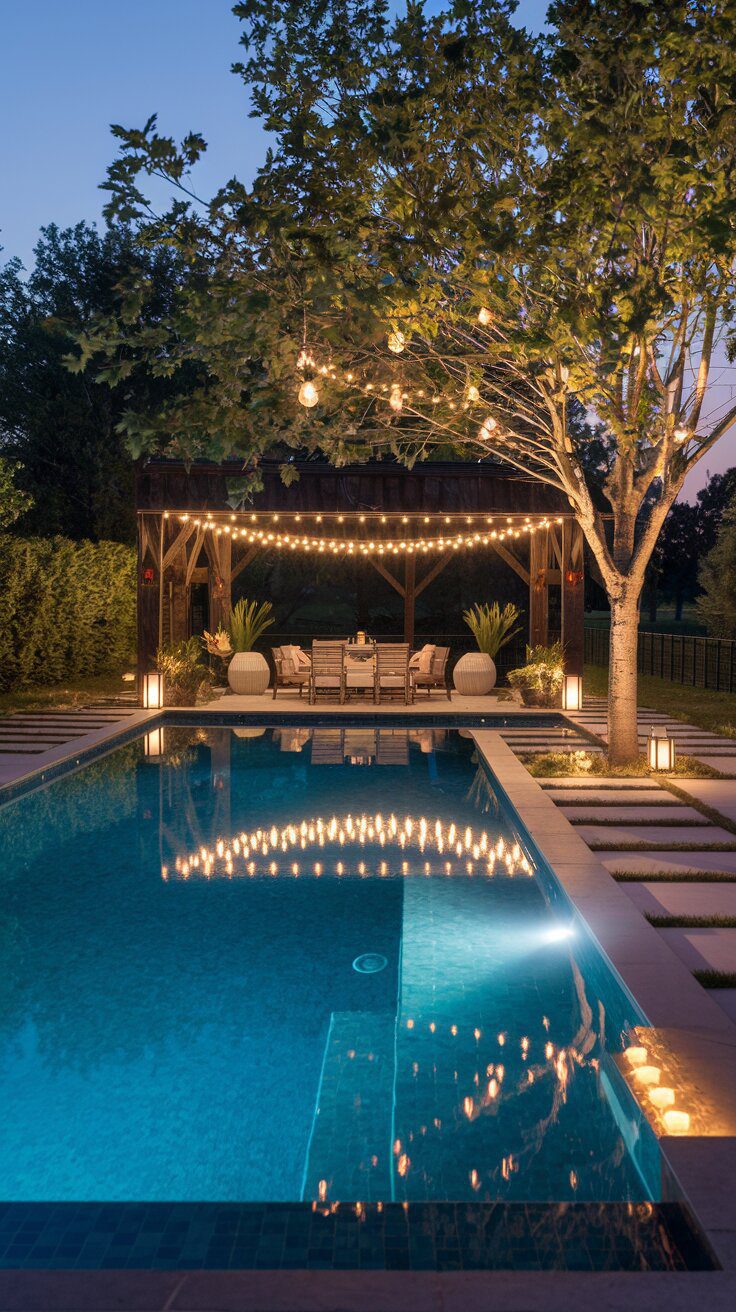 Backyard Pools Lit Up for Evening Ambiance - photo 2