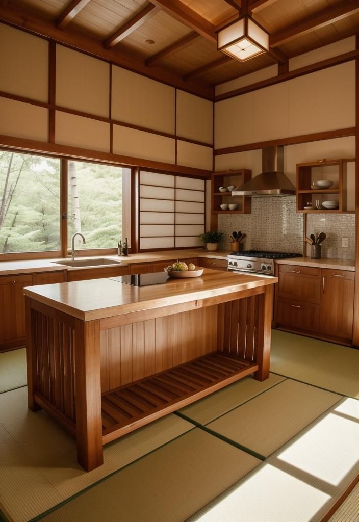 19. Zen Bamboo Teppanyaki Kitchen Island