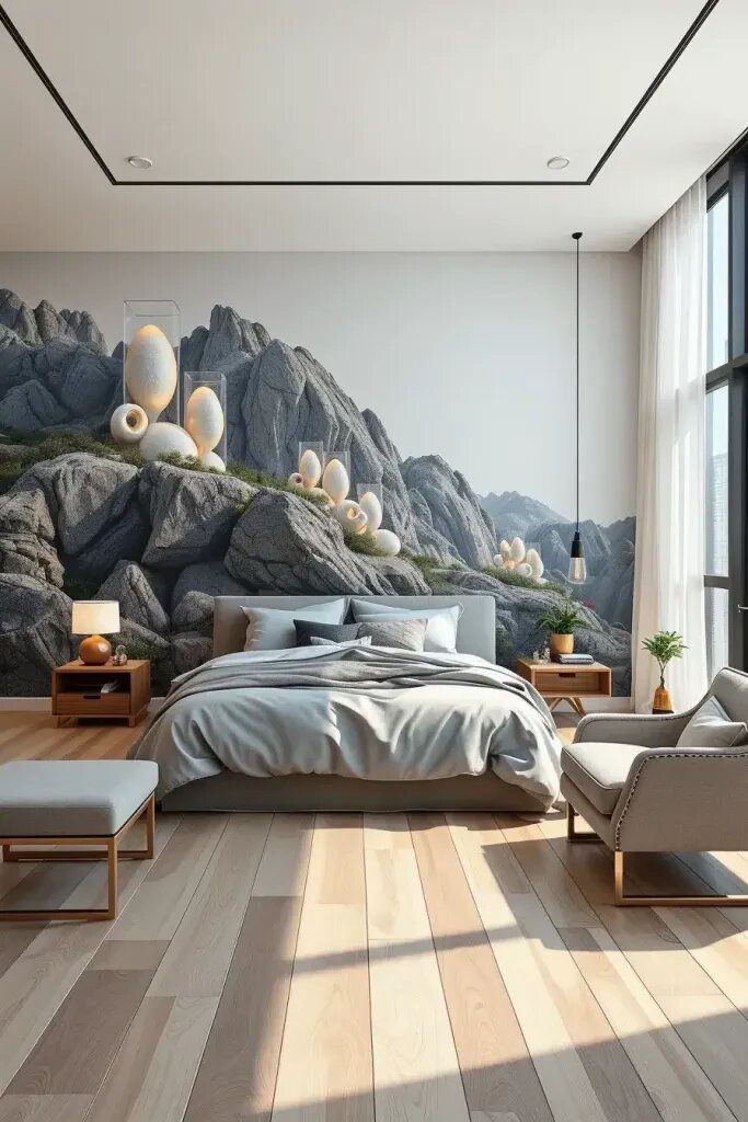 Surreal Art Meets Minimalist Bedroom Style - photo 2