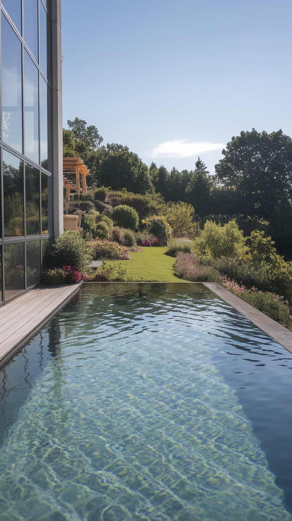 Compact Infinity Pool With Garden Views
