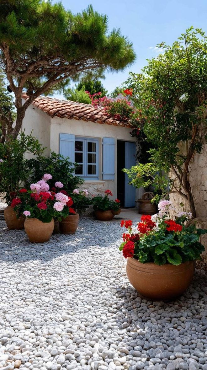 25. Terracotta Pots in a Gravel Courtyard