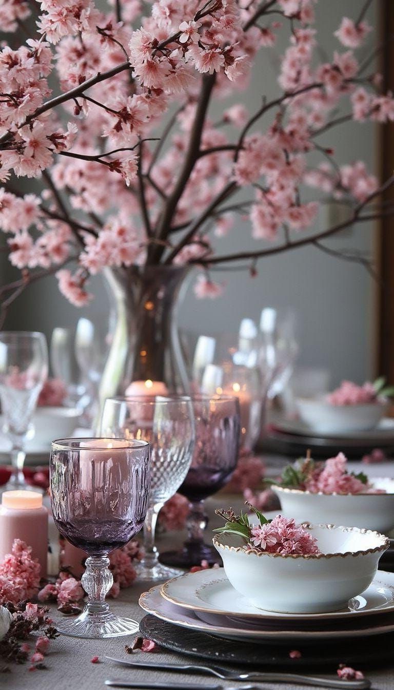 13. Cherry Blossom Themed Winter Table