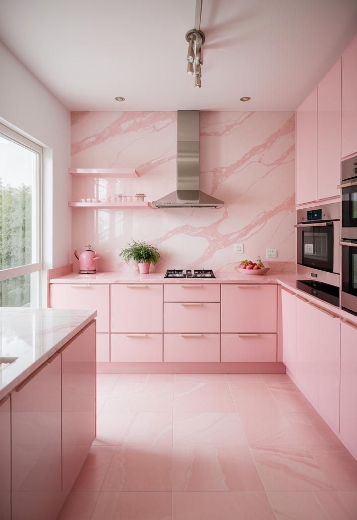 11. Soft Pink Marble Countertop Looks