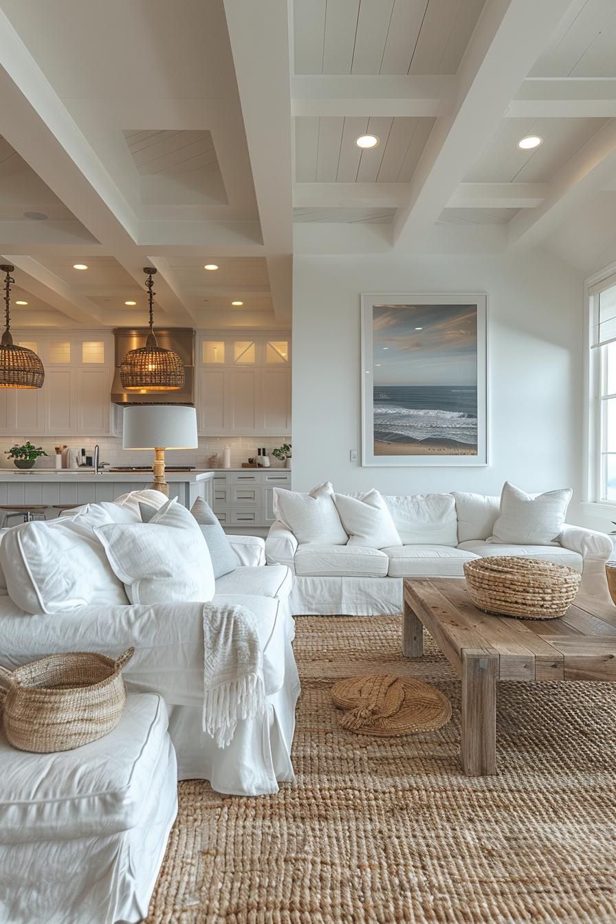 3. Coastal Living Room Linen Sofas