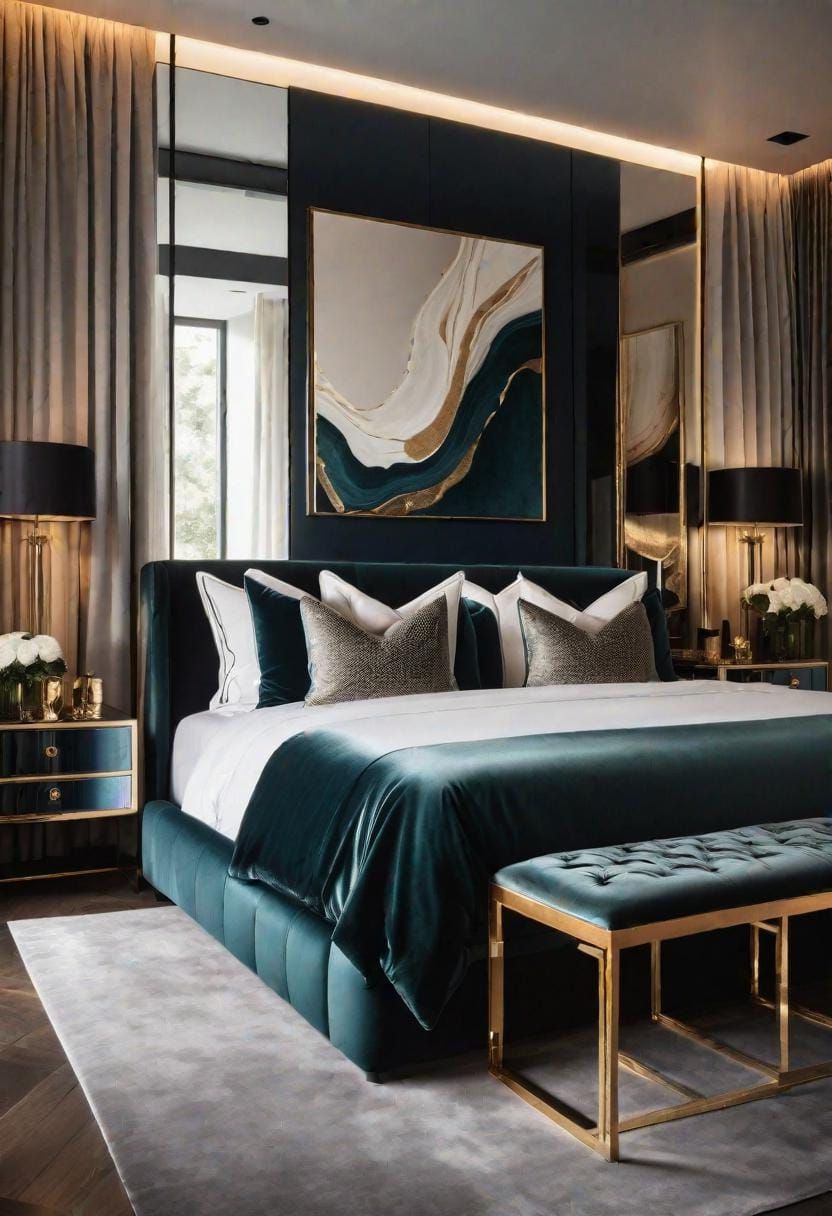 5. Luxe Modern With Plush Fabrics and Mirrors - photo 2