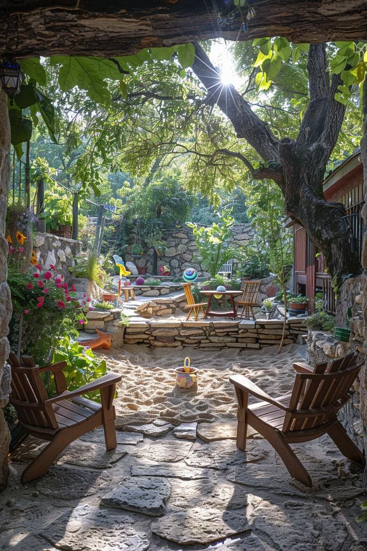 20. Flagstone Patio Play Area for Kids
