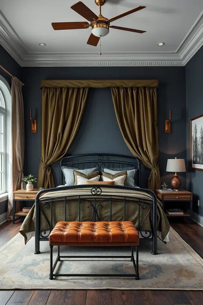 Masculine Gray and Olive Bedroom Ideas