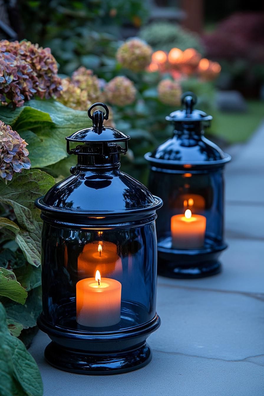 19. Midnight Blue Glass Lantern Decor - photo 2