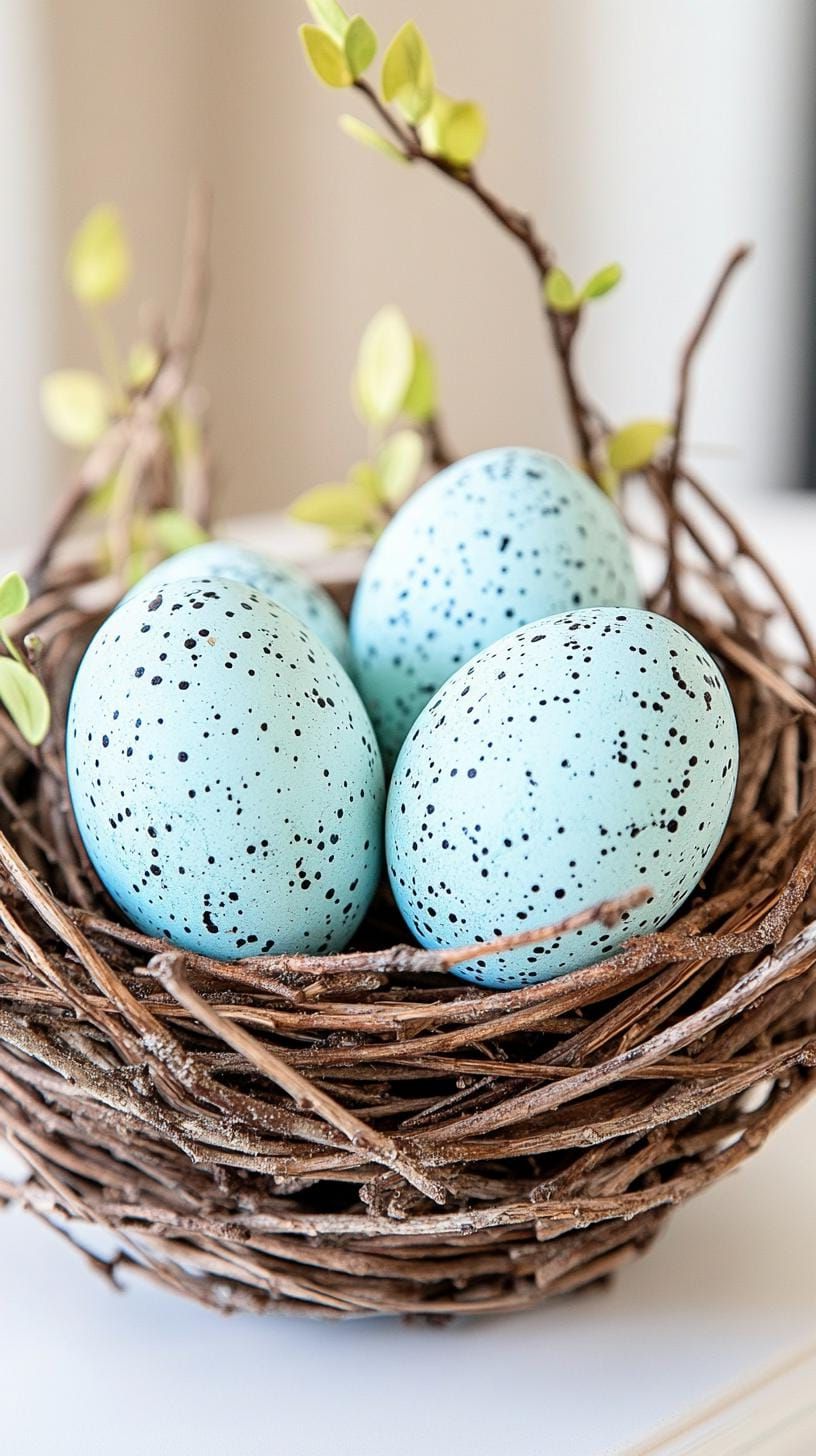 11. Rustic Nest With Speckled Robin Eggs