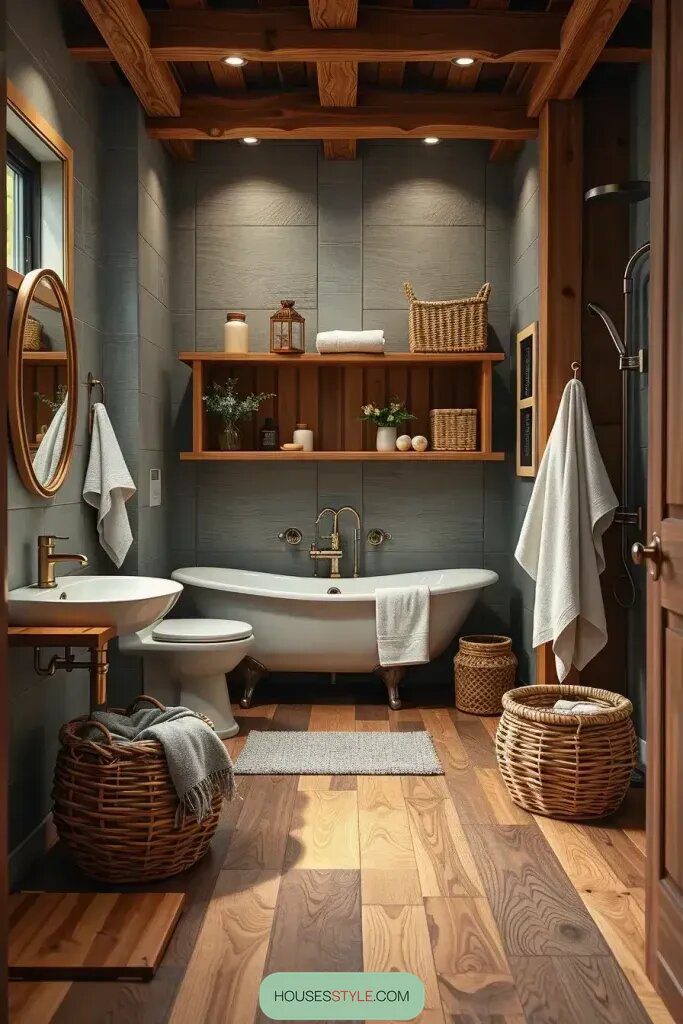 Cozy Bathrooms With Warm Oak Wood Tile - photo 2