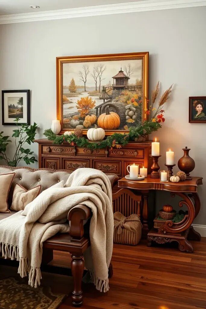 Seasonal Decorating With Carved Furniture