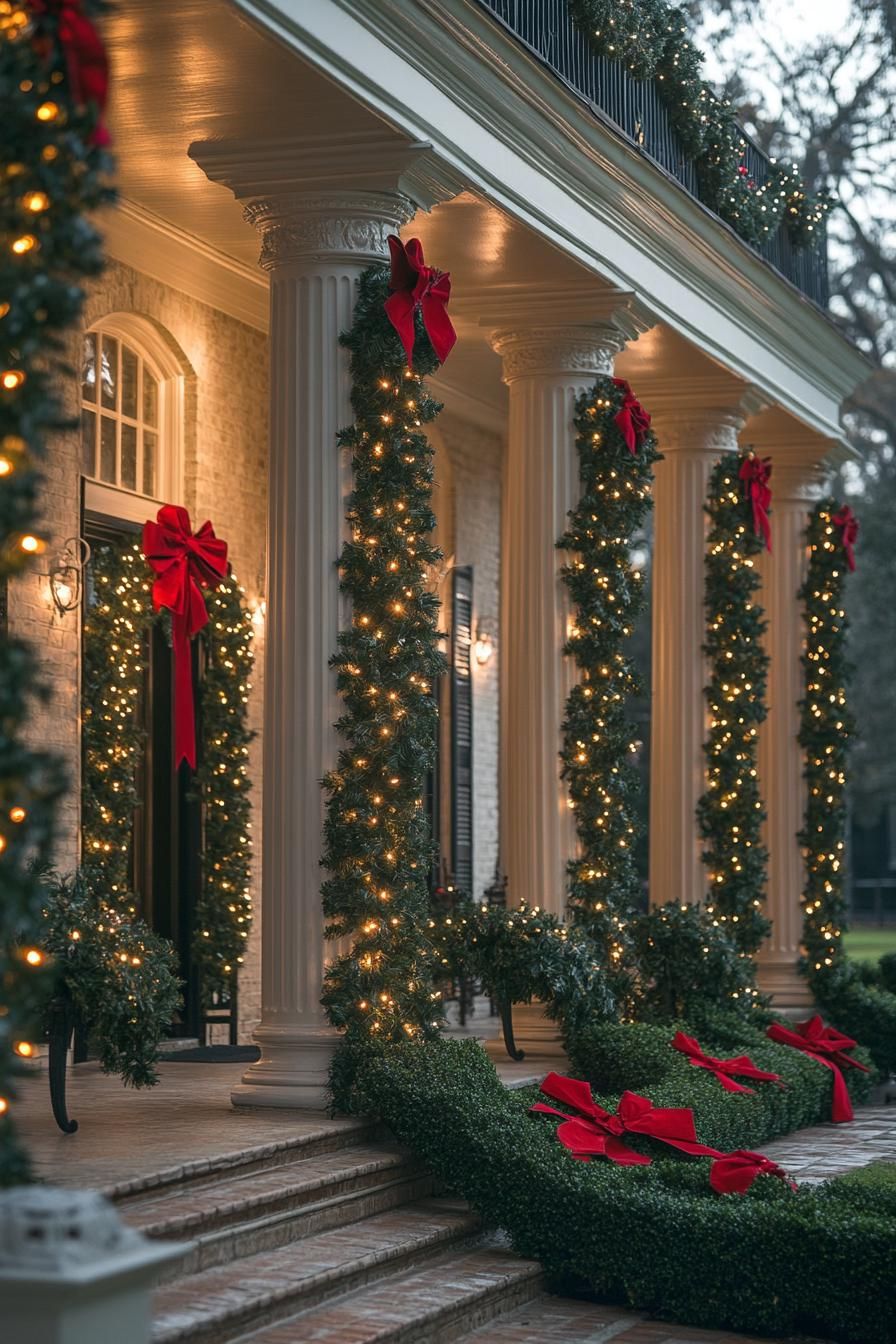 9. Wrapping Garlands on Porch Columns - photo 2