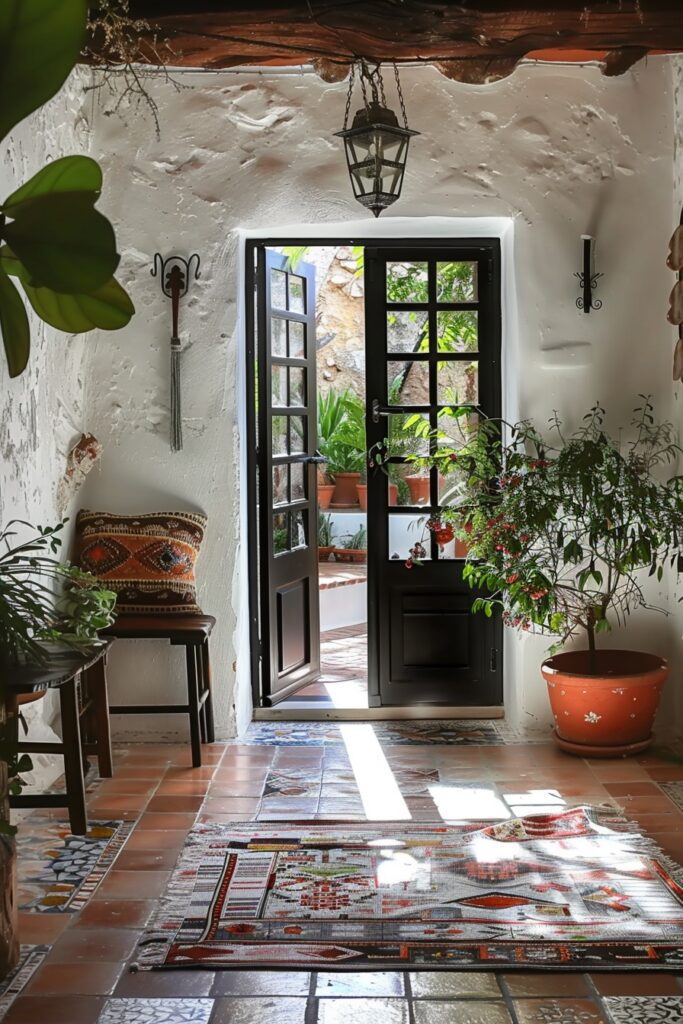 9. Mediterranean Boho Entryway Style