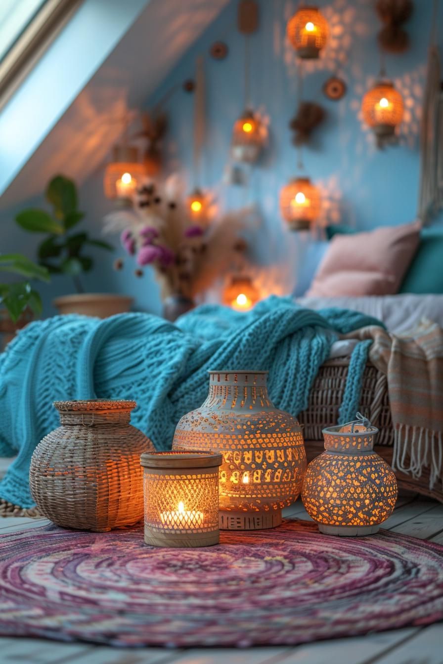 13. Lanterns: Boho Bedroom Glow