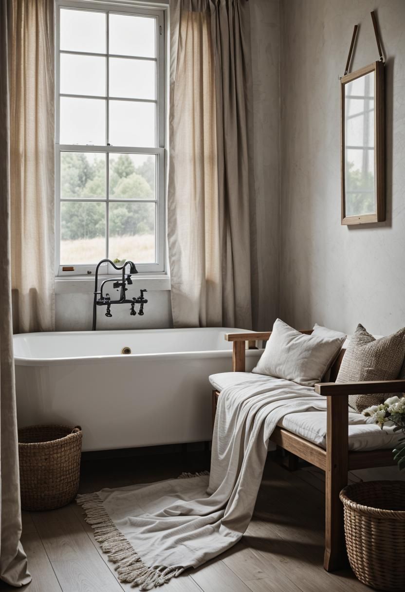 21. Cushioned Rustic Wood Bench