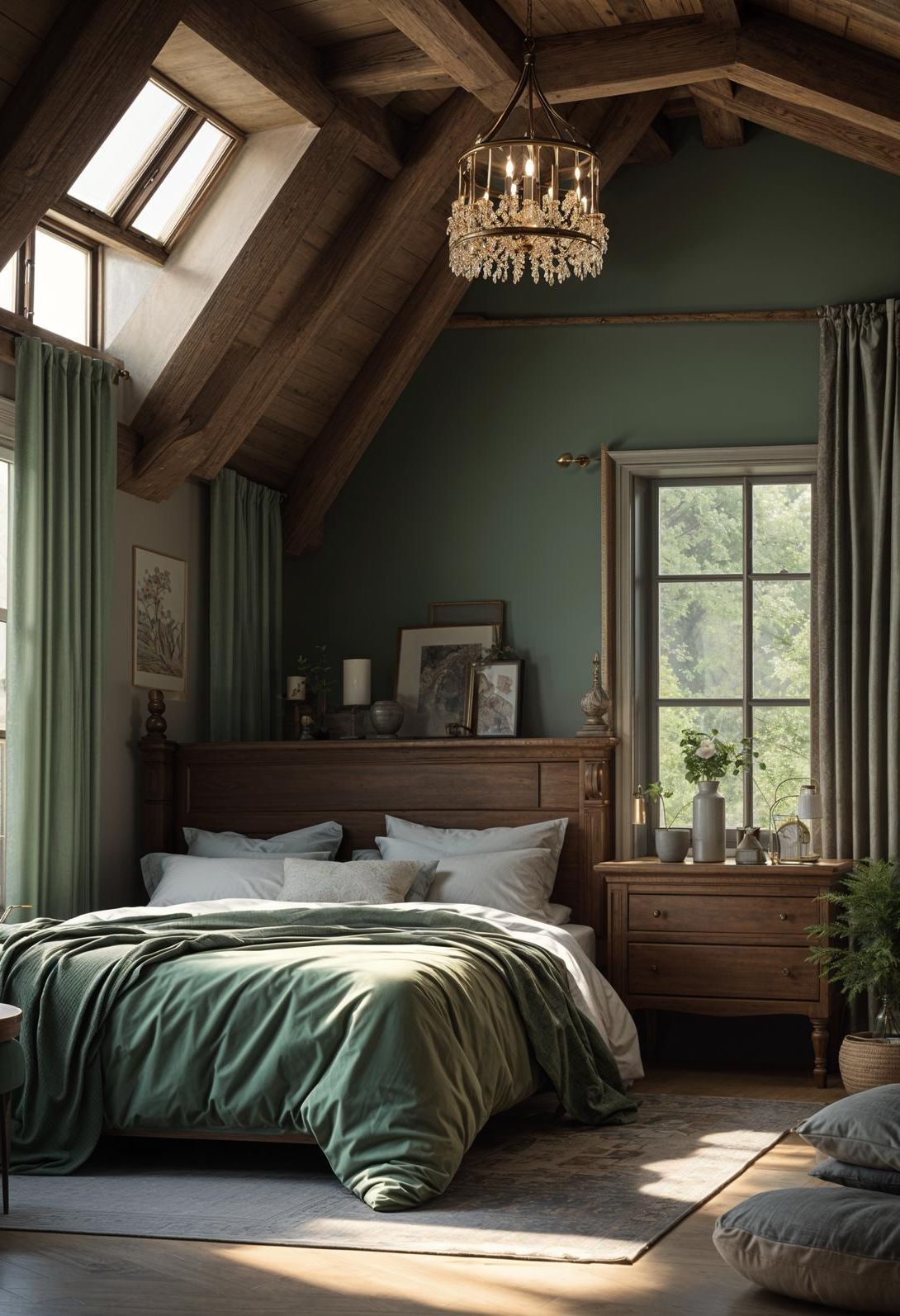 5. Romantic Sage and Grey Bedroom