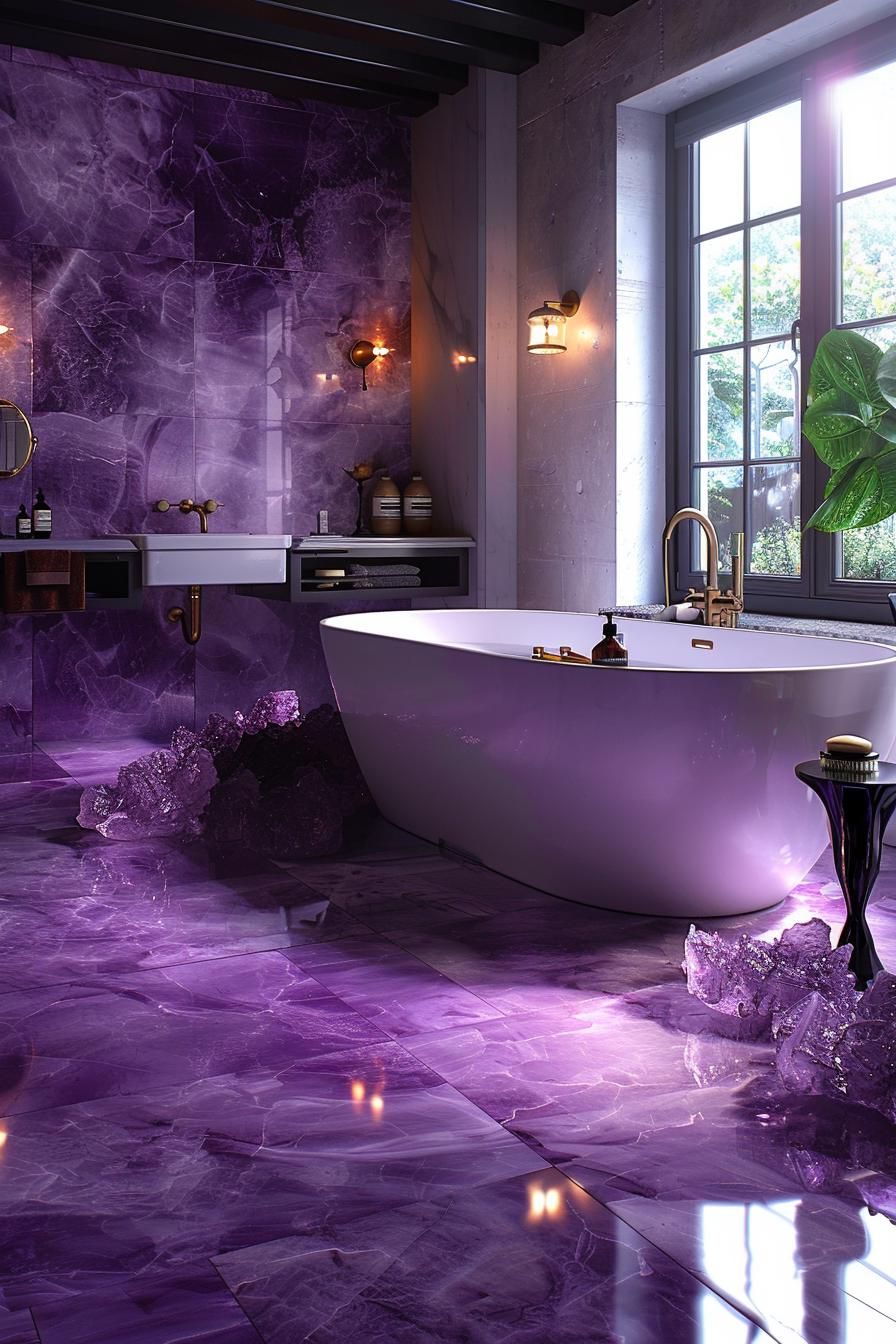 14. Amethyst Tile for a Luxe Bathroom