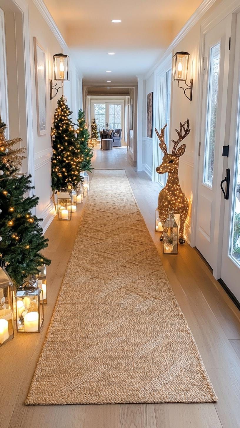 13. Reindeer door cover framed by mini lit trees - photo 3