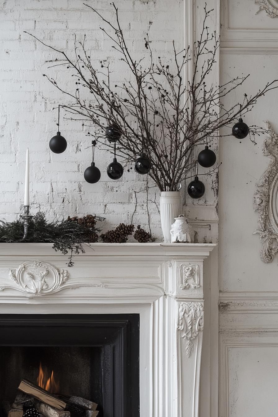 11. Black and White Mantel Styling