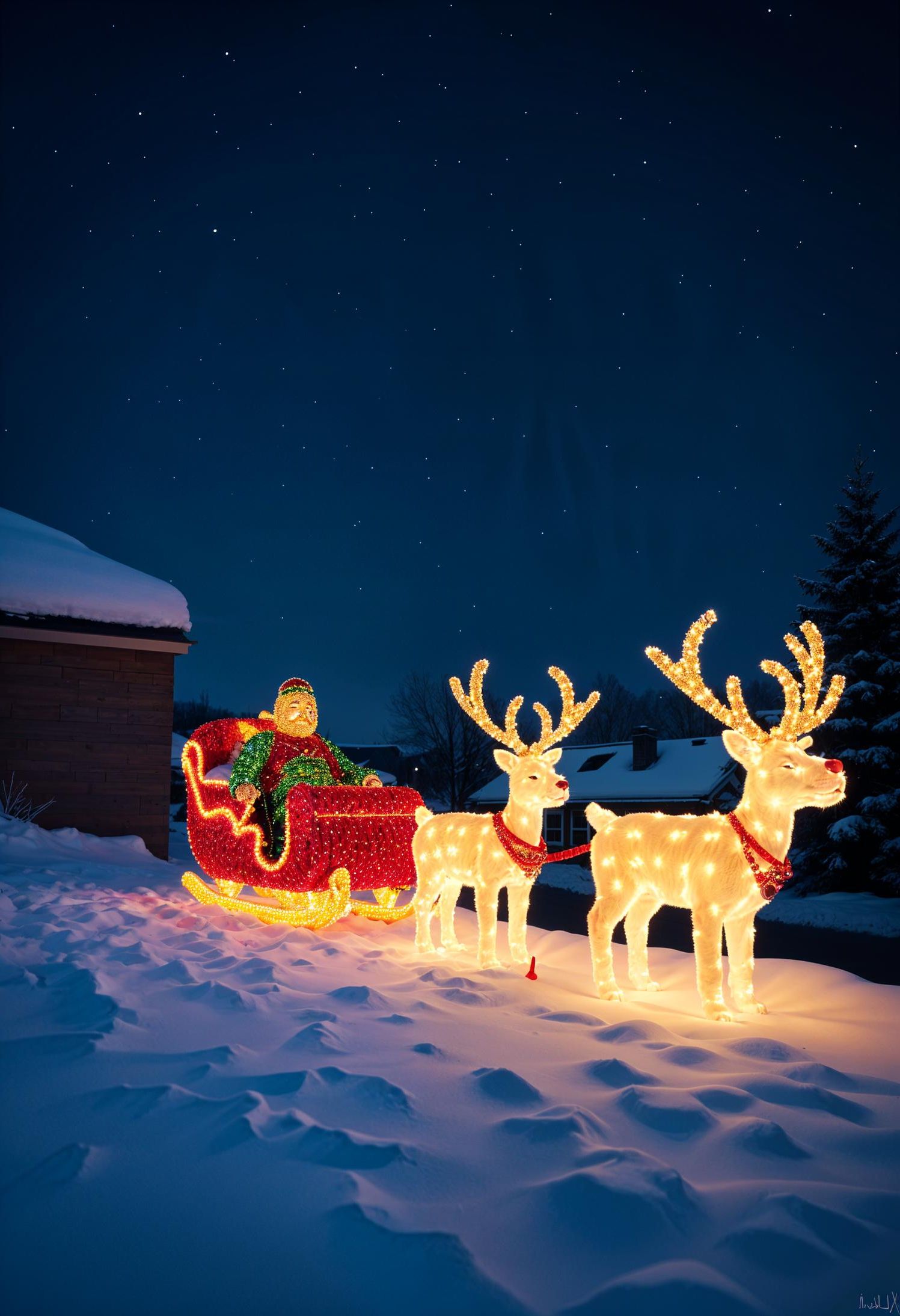 7. Illuminated Reindeer Rooftop Display - photo 2