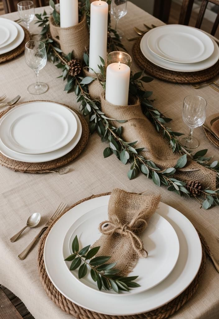 2. Rustic Burlap Table Runner Ideas