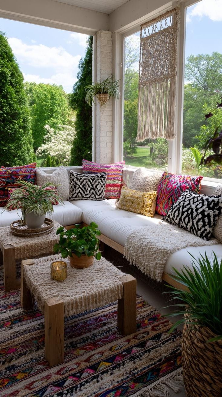 7. Colorful Pillows and Classic Rugs for a Cozy Porch - photo 4