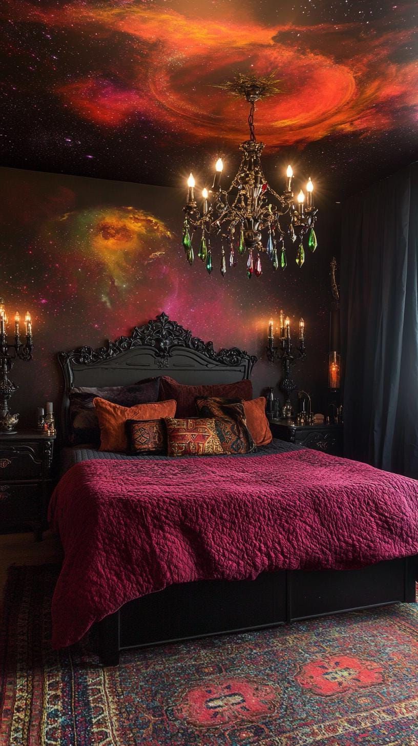 16. Gothic Candelabras Casting Shadows On A Celestial Ceiling Mural - photo 2