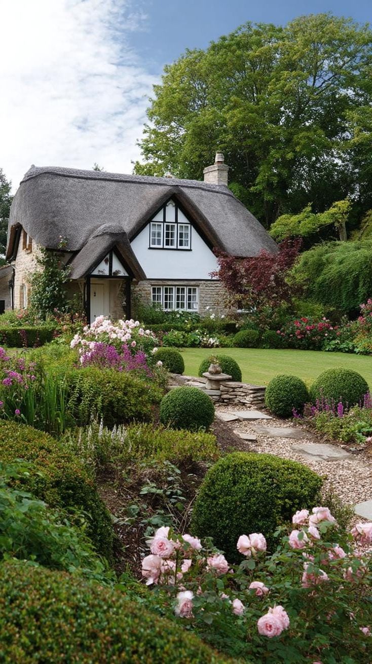 33. A Fairytale Cottage Garden Full of Pink Blooms