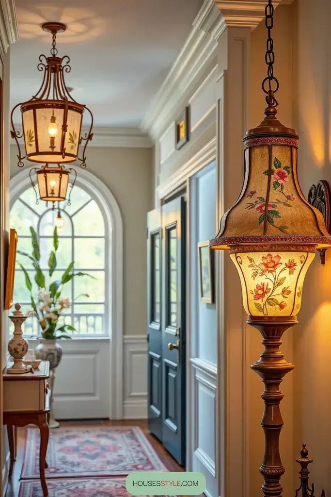 Personalizing Your Foyer with Painted Lampshades and Fixtures