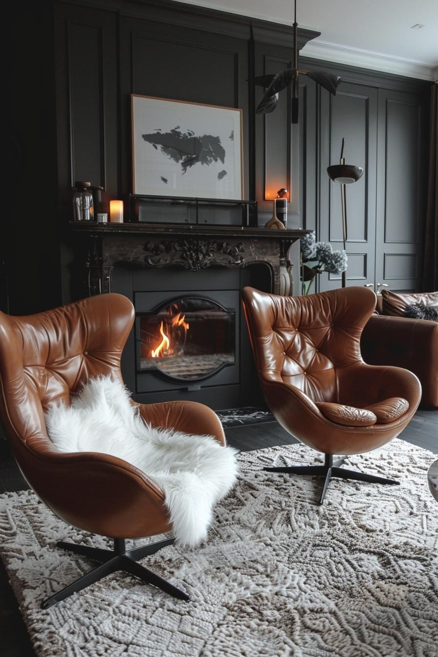 6. Cozy Leather Seating Nook