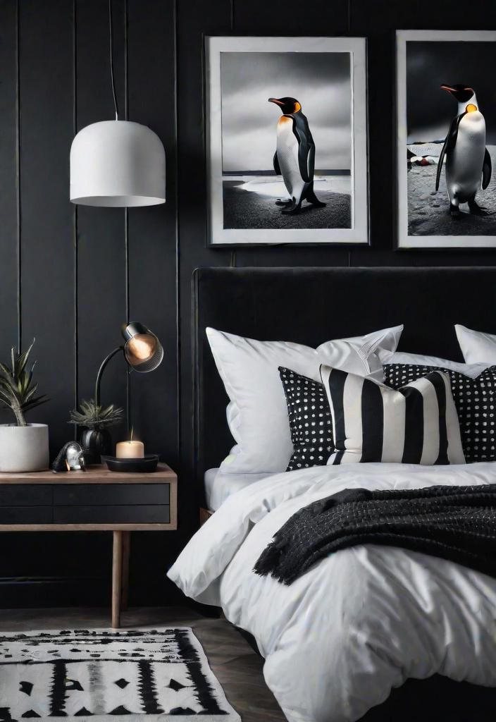 30. Penguin-Themed Moody Bedroom