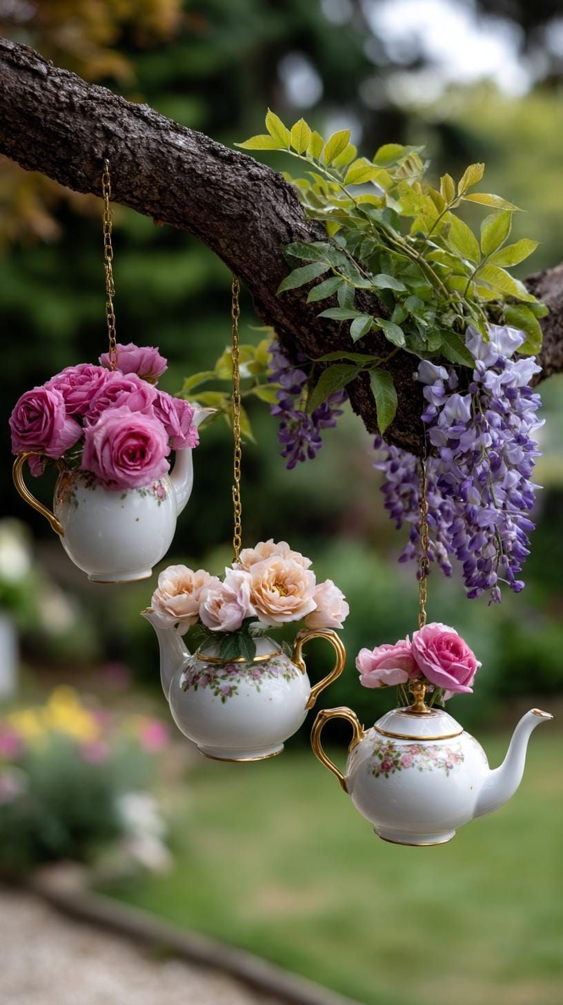 4. Hang Teapots Overflowing With Blooms - photo 3