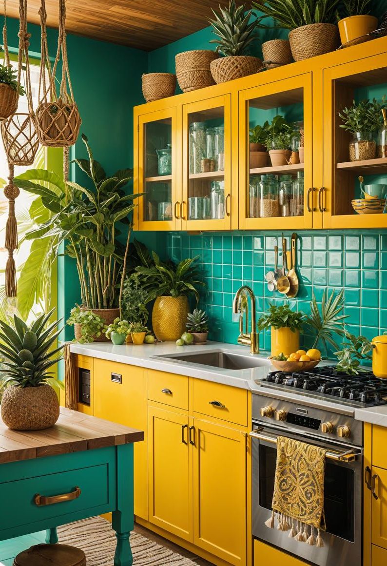 6. Tropical Boho Kitchen Decor