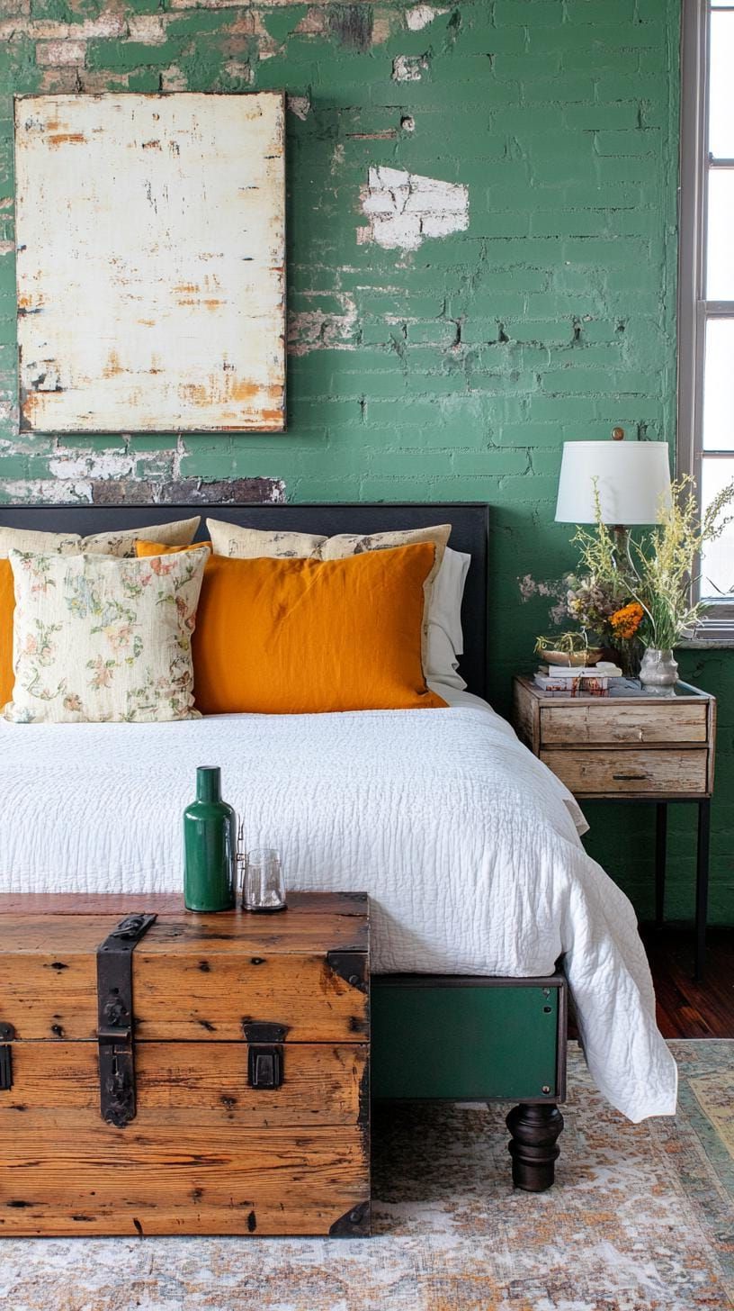 10. Rustic Industrial Green Bedroom - photo 3