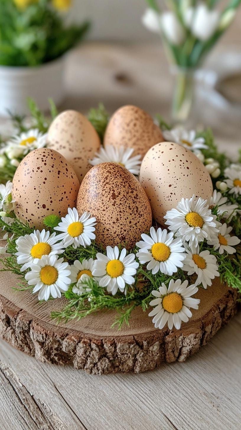 20. Earthy Daisy Wreath With Real Eggs - photo 2