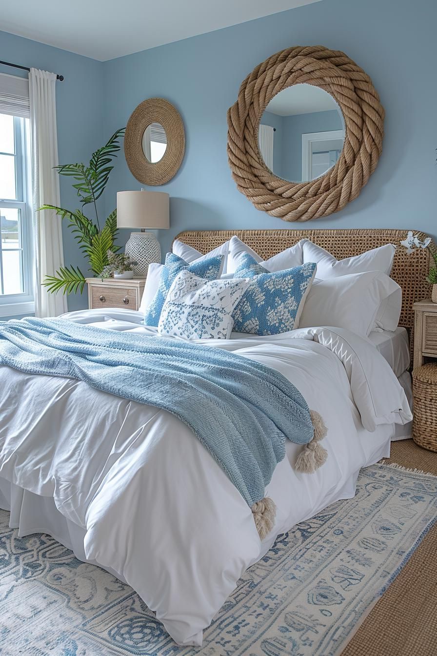 6. Rope-Framed Coastal Mirror Ideas