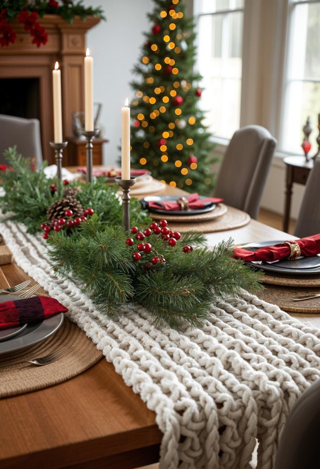 11. Farmhouse Christmas Table with Chunky Knit Accents - photo 2