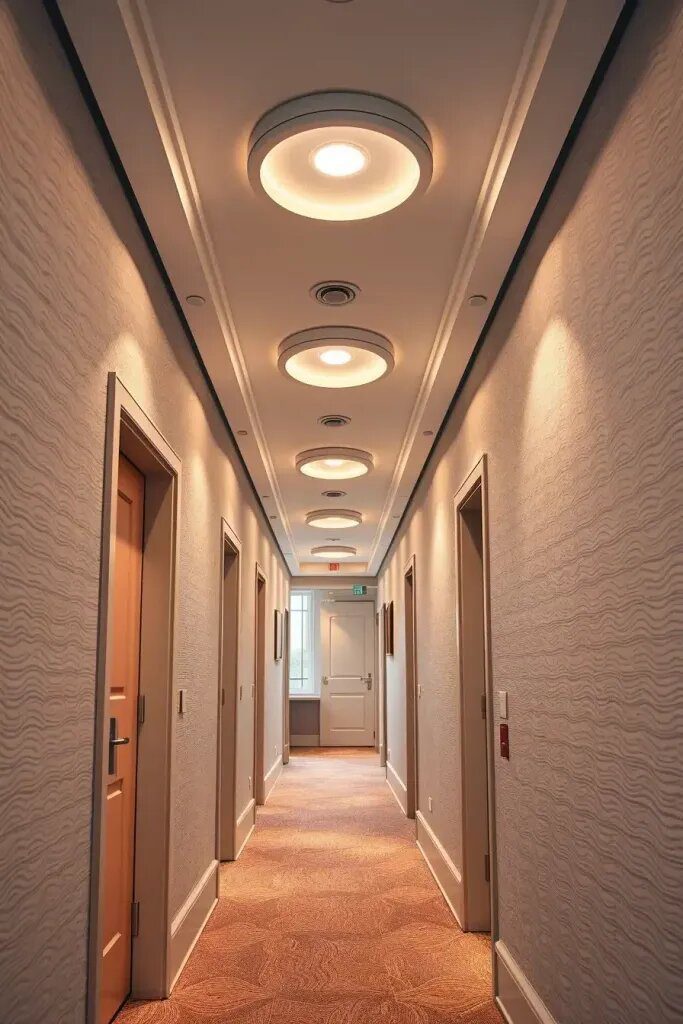 Sleek Recessed Lighting for a Brighter Hallway