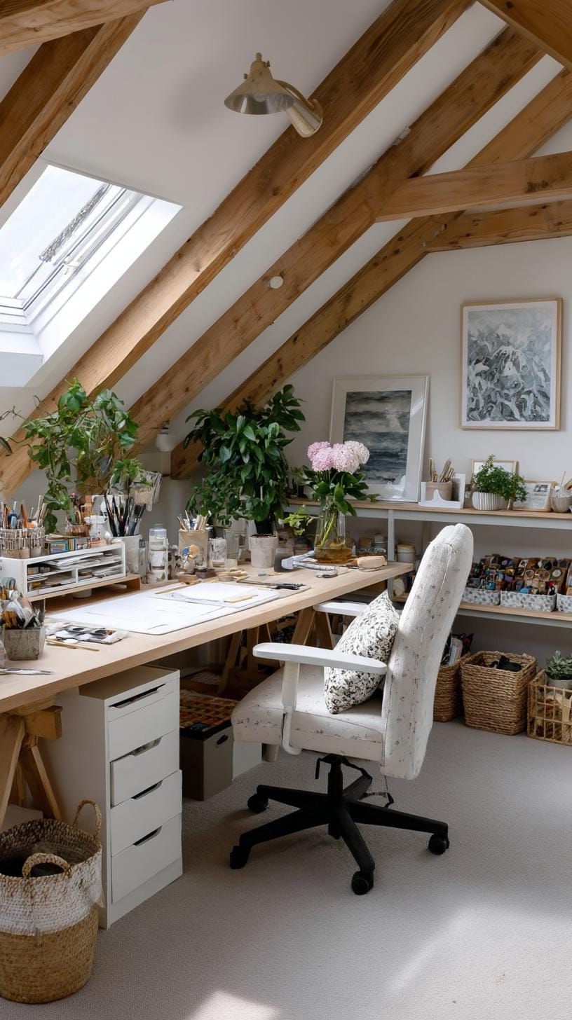 7. Attic Craft Space With a Skylight and Wraparound Desk - photo 2