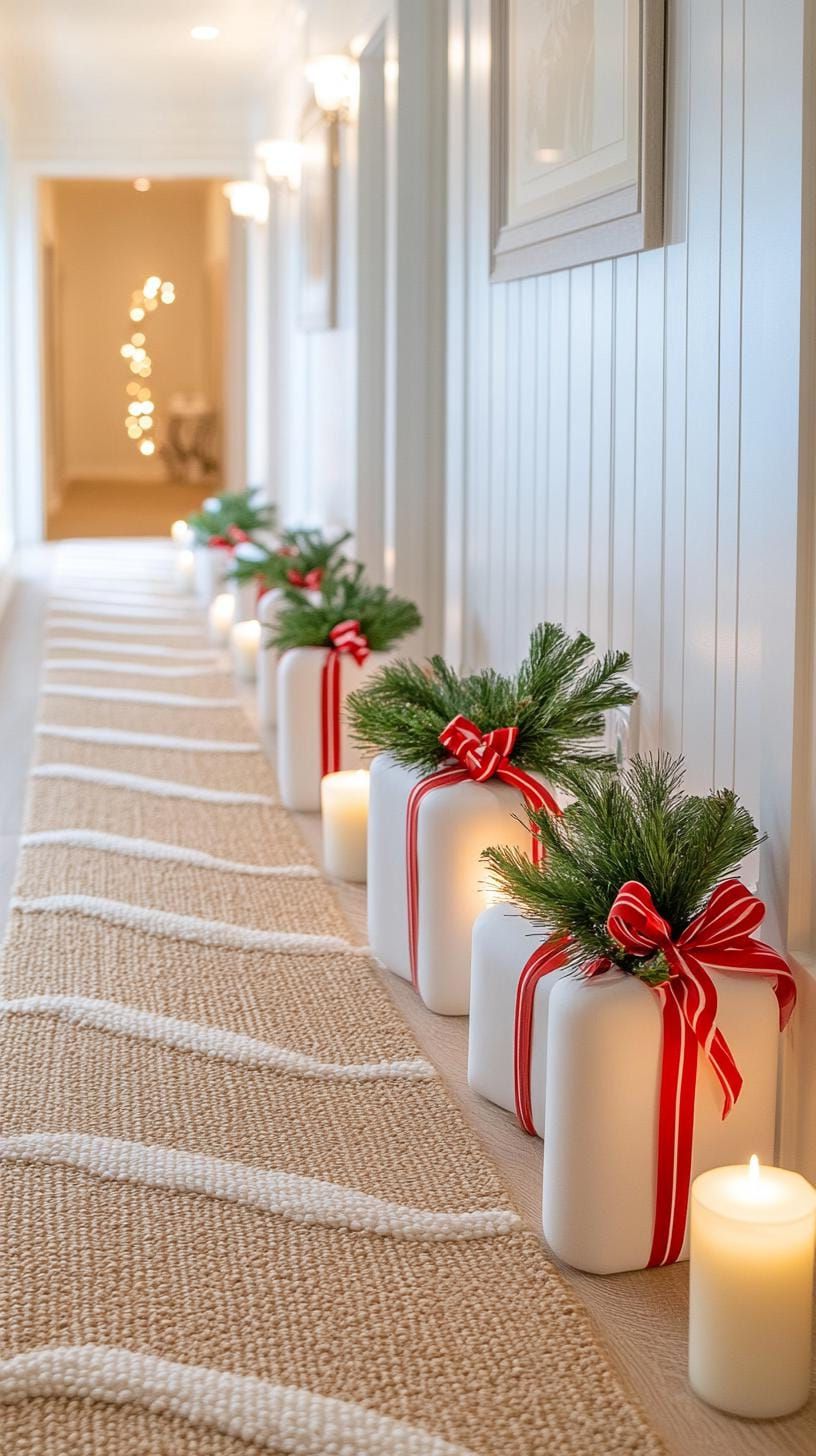 4. Candy cane pathway lined with tall flickering candle posts - photo 2