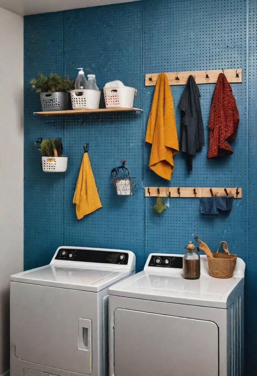 16. Laundry Room Pegboard Organizer