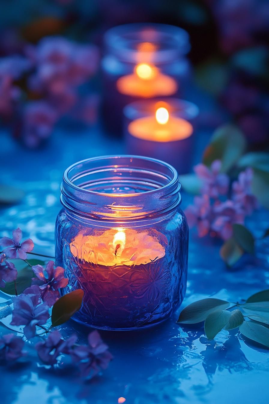 12. Blue Jar Candle Holder Ideas