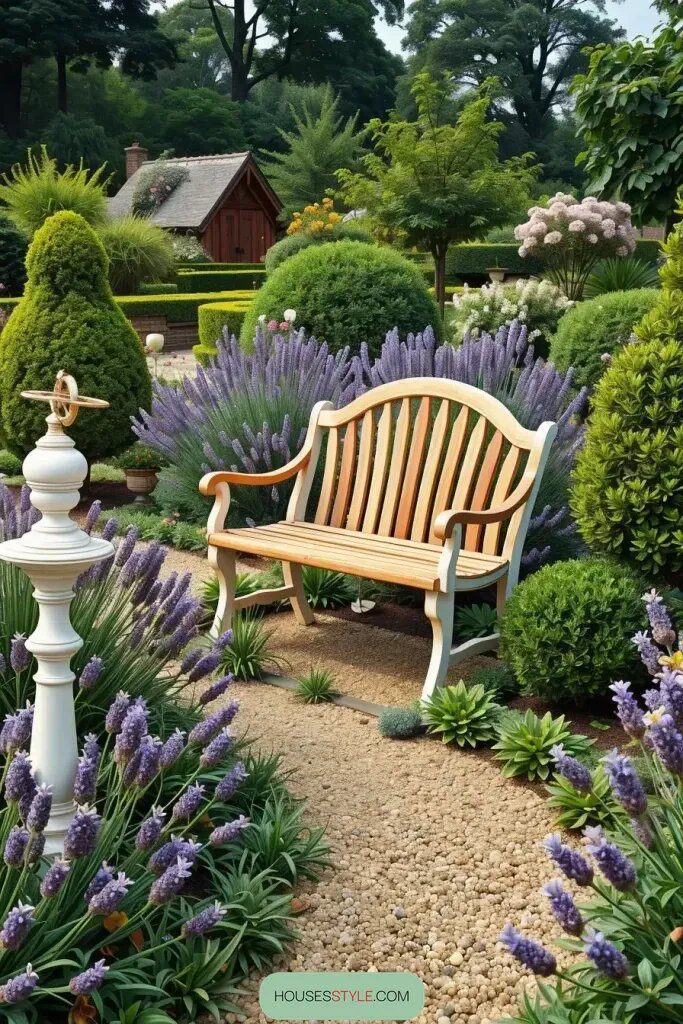 Garden Benches Set in Fragrant Plantings