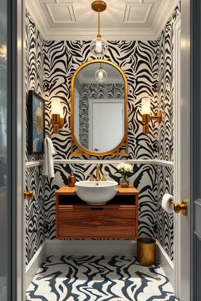 Dramatic Animal Print Wallpaper for Powder Rooms