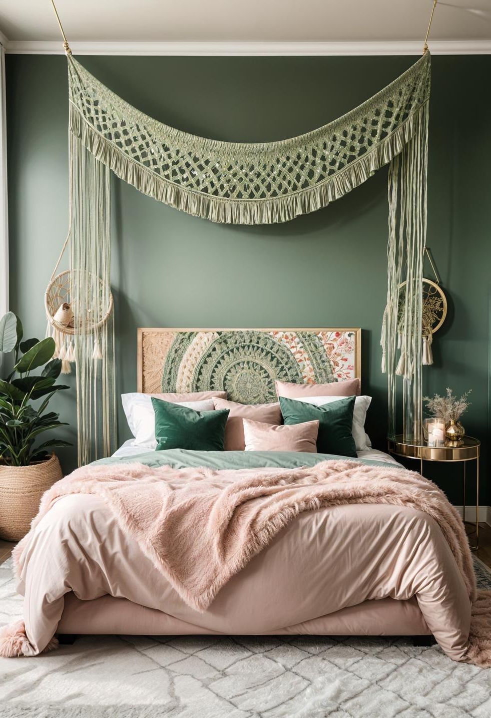 2. Boho-Chic Sage and Blush Bedroom Decor - photo 5