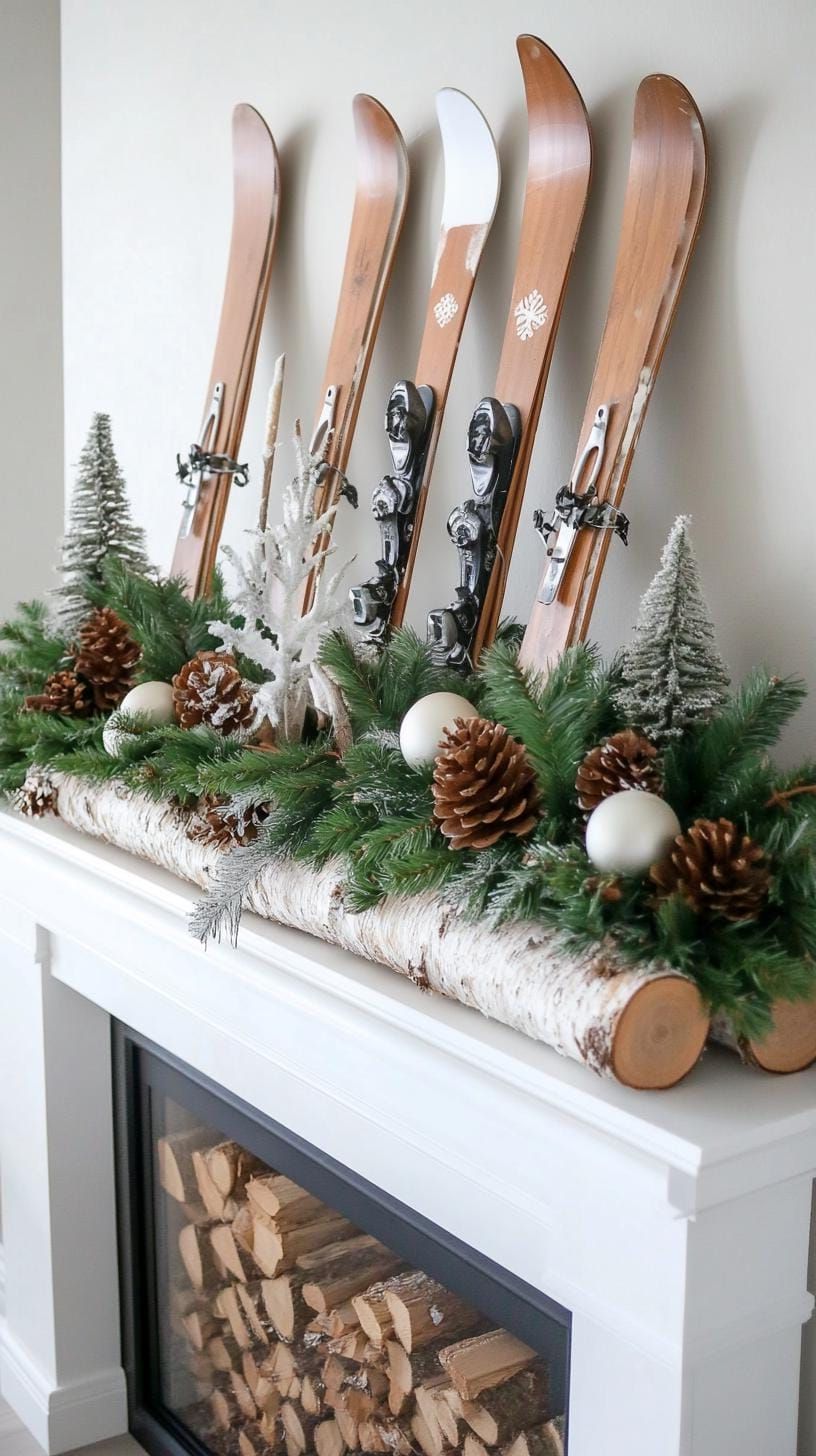16. Rustic Winter Mantle Decor Ideas