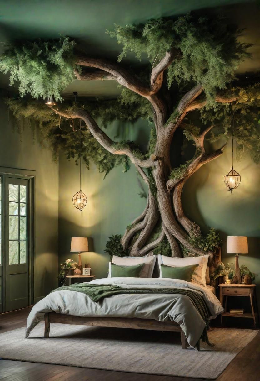 14. Dreamy Enchanted Sage Green Bedroom