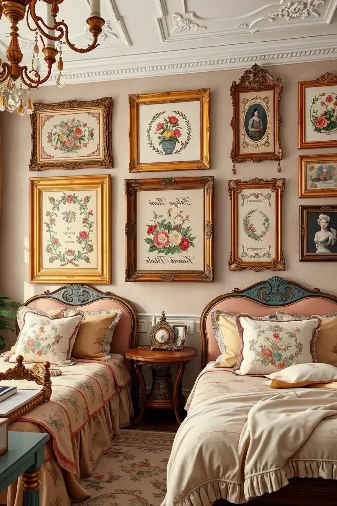 Stitched Wall Art for a Vintage Bedroom