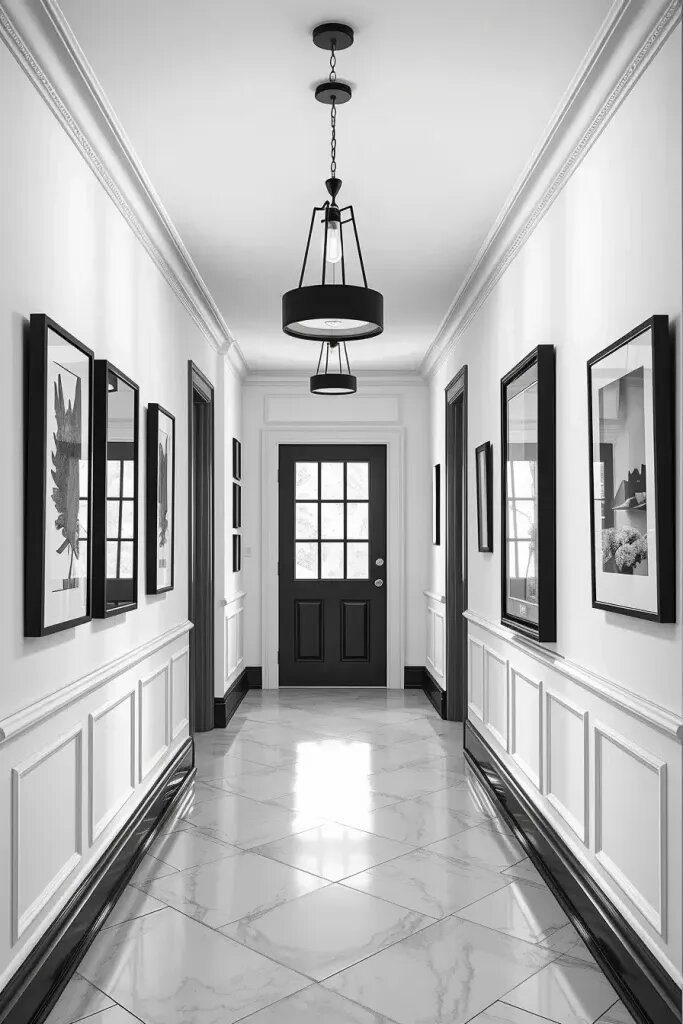 How to Style a Black and White Hallway