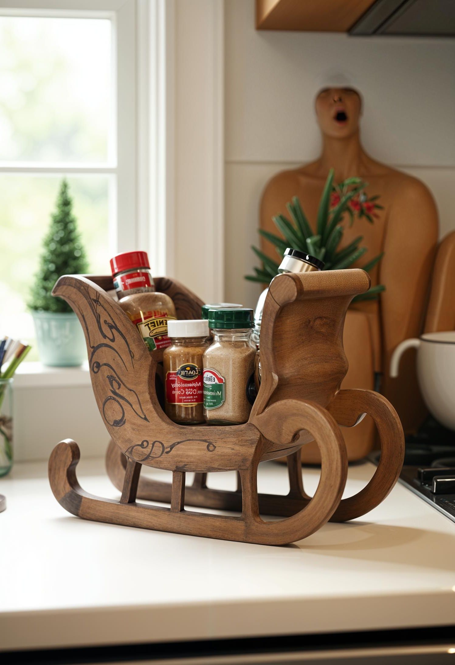 15. Sleigh-Style Spice Rack Decor - photo 2